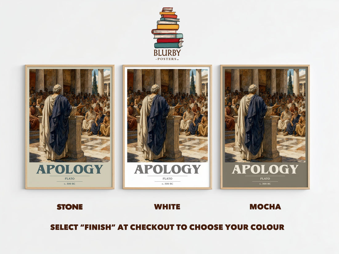 Apology book cover print framed by window – Stone, White and Mocha side by side – choose your colour