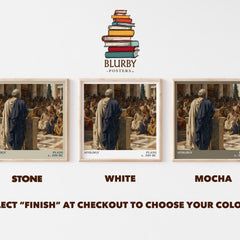 Apology literary print framed by window – Stone, White and Mocha square prints side by side – choose your colour