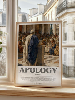 Apology bookish print in frame leaning in hallway – philosophy wall art