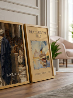Apology watercolour print framed by window – literary home decor