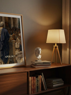 Apology watercolour print on bookshelf – Plato fan gift