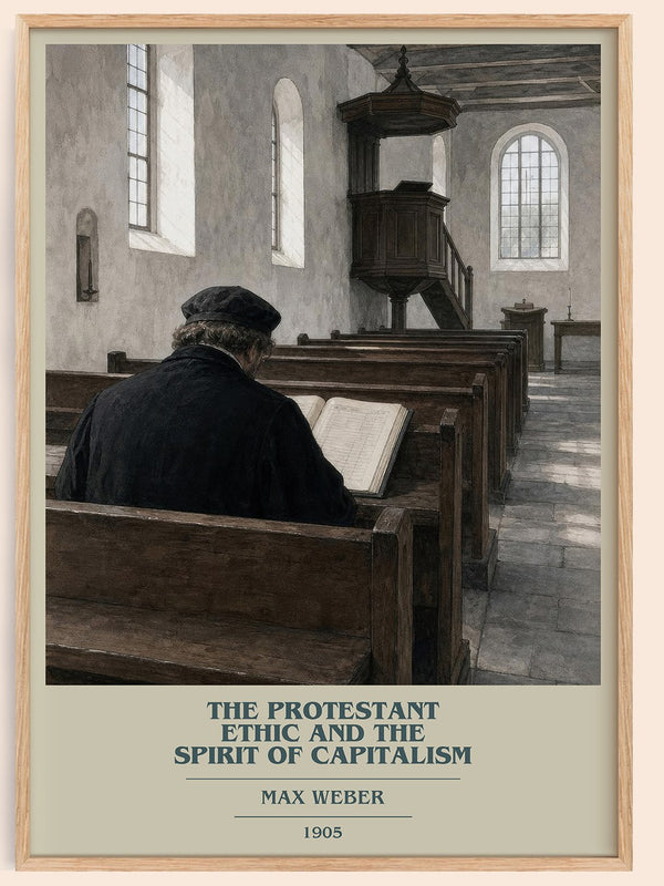 The Protestant Ethic and the Spirit of Capitalism book cover book poster by Max Weber – framed literary art print