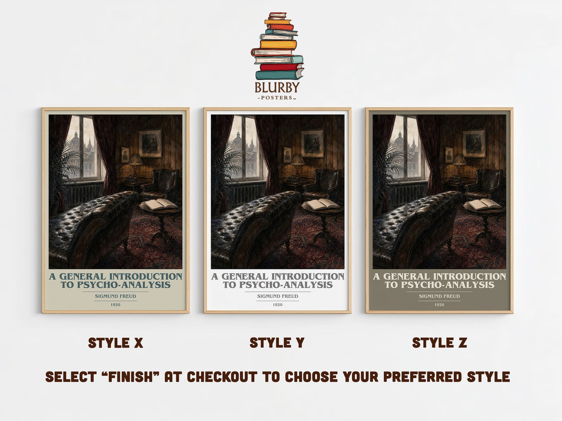 A General Introduction to Psycho-Analysis book cover print in frame leaning in hallway – non fiction wall art (mockup)