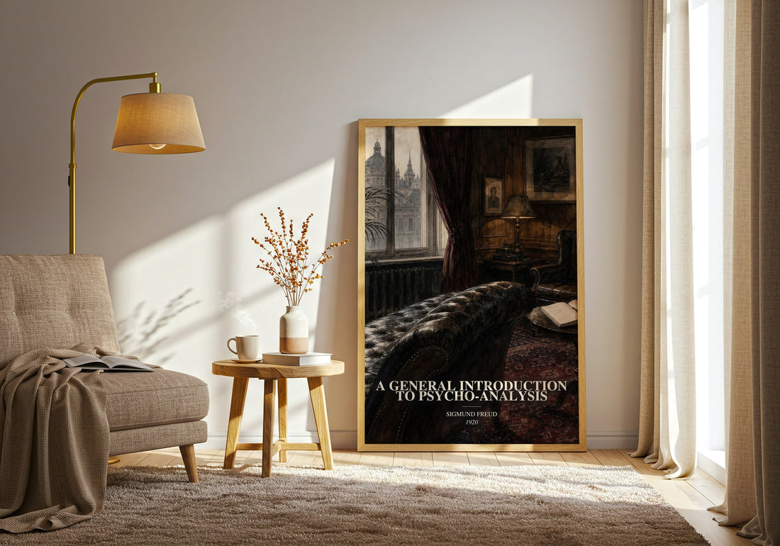 A General Introduction to Psycho-Analysis watercolour print in frame leaning in hallway – non fiction wall art