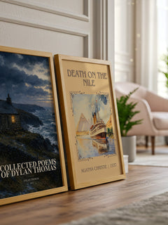 Collected Poems of Dylan Thomas watercolour print framed by window – literary home decor