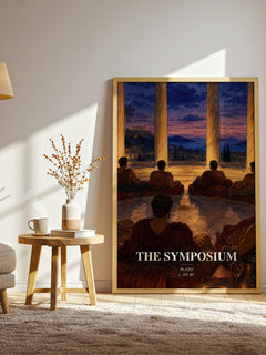 The Symposium watercolour print in frame leaning in hallway – philosophy wall art