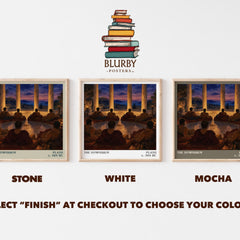 The Symposium literary print framed by window – Stone, White and Mocha square prints side by side – choose your colour