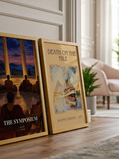 The Symposium watercolour print framed by window – literary home decor
