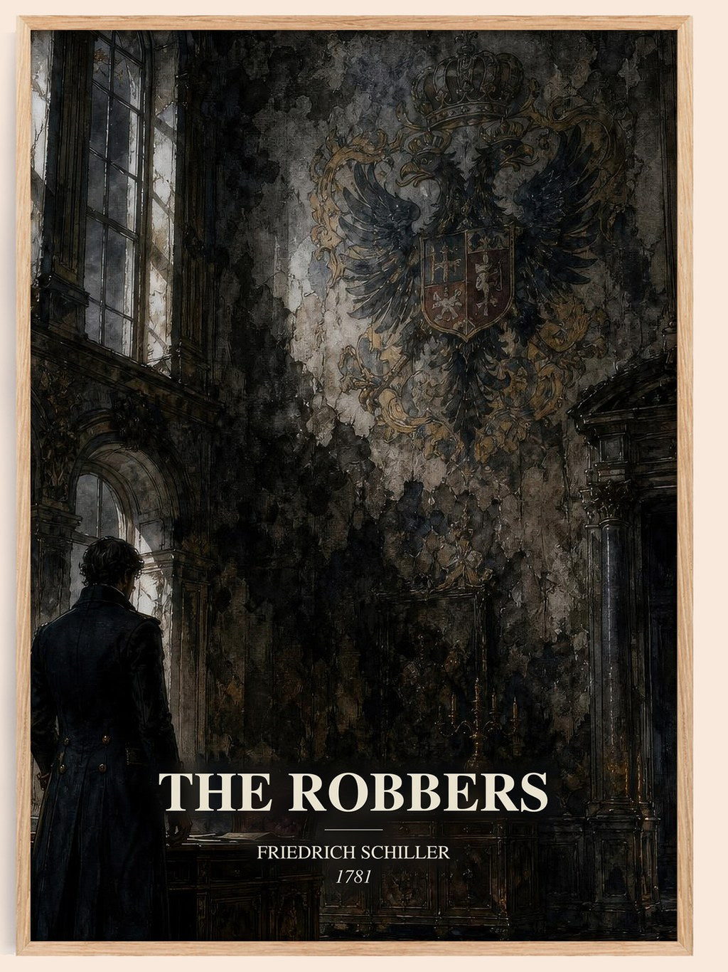 The Robbers watercolour book poster by Friedrich Schiller – framed literary art print
