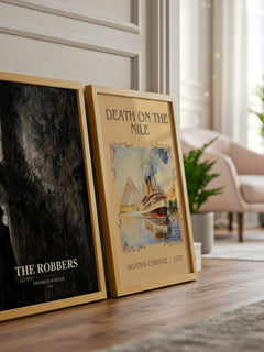 The Robbers watercolour print framed by window – literary home decor