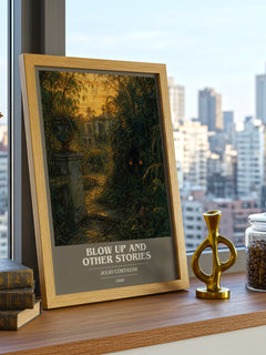 Blow Up And Other Stories book cover print framed by window – literary home decor