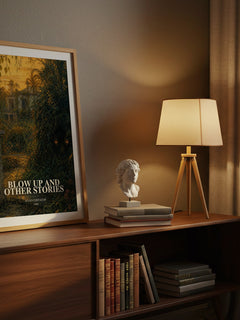 Blow Up And Other Stories watercolour print on bookshelf – Julio Cortazar fan gift