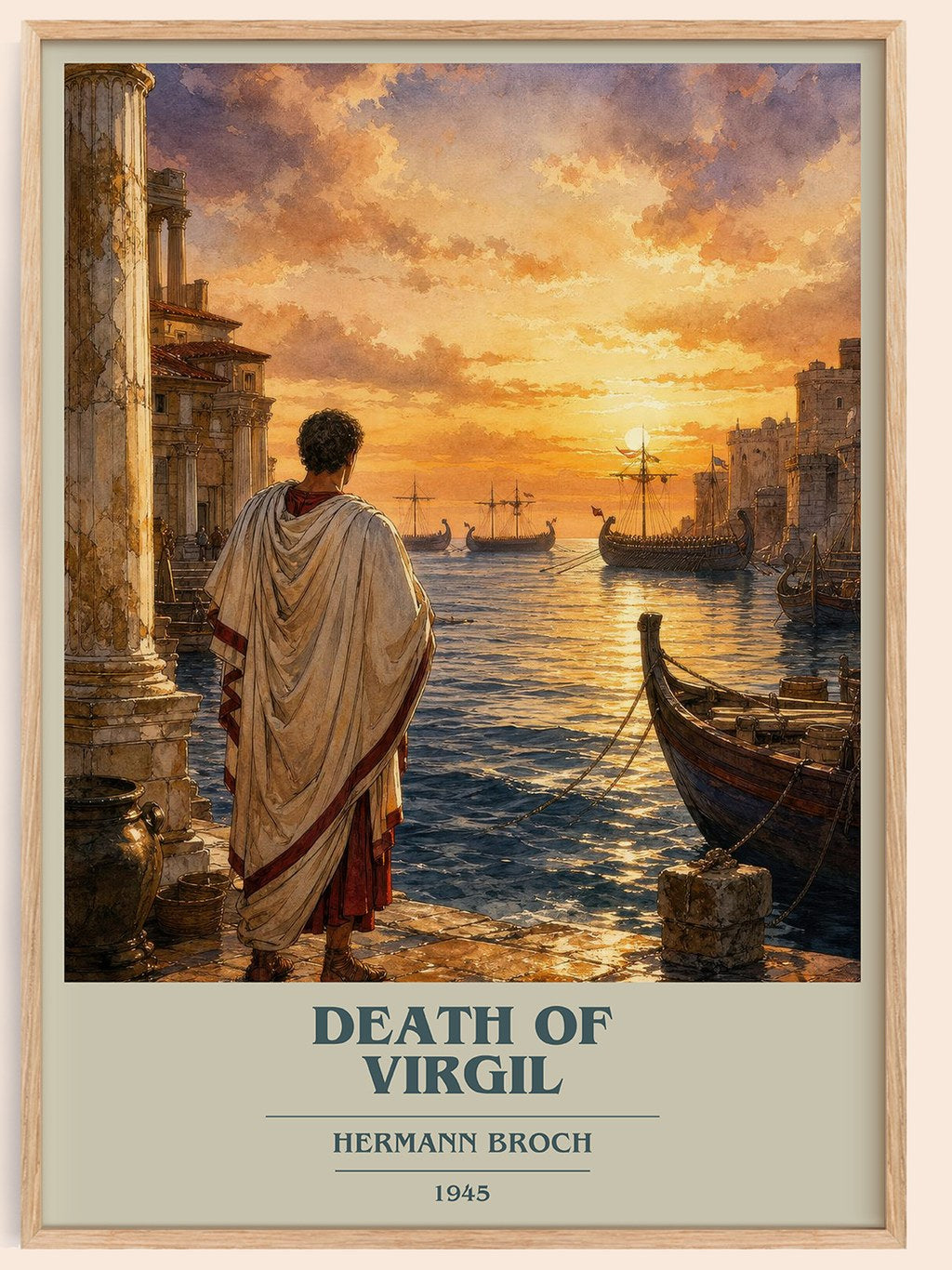 Death of Virgil book cover book poster by Hermann Broch – framed literary art print
