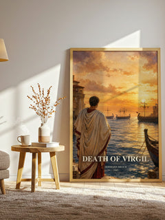 Death of Virgil watercolour print in frame leaning in hallway – literary fiction wall art