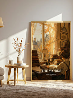 The Words watercolour print in frame leaning in hallway – memoir wall art