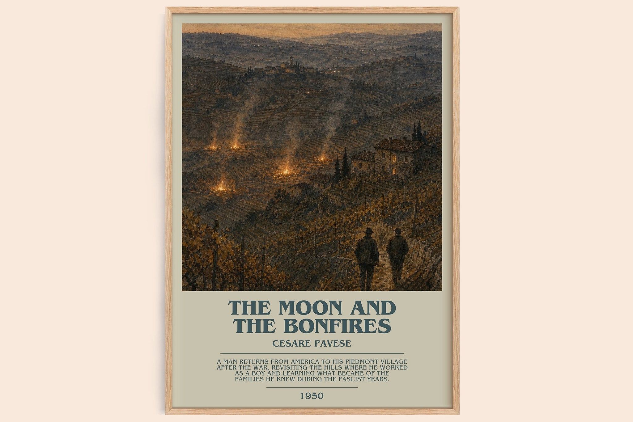 The Moon and the Bonfires Bookish Wall Art by Cesare Pavese