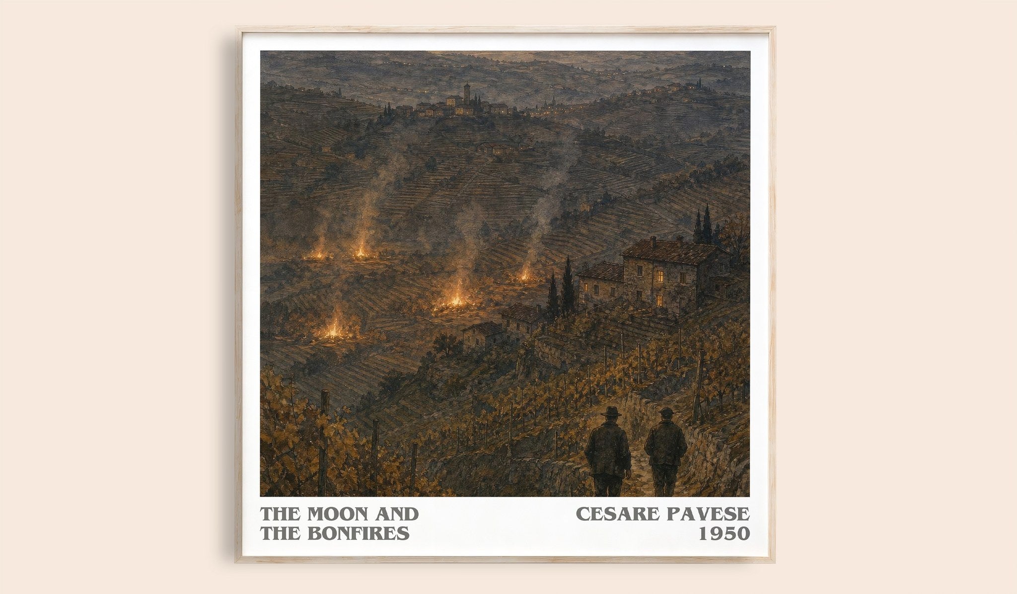 The Moon and the Bonfires Literary Art Print by Cesare Pavese