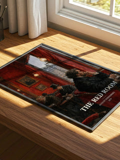 The Red Room watercolour book poster framed on wall – satire wall art