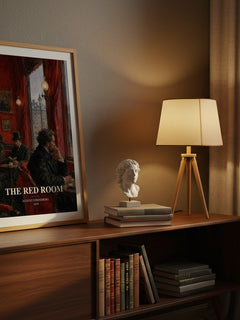 The Red Room watercolour print on bookshelf – August Strindberg fan gift