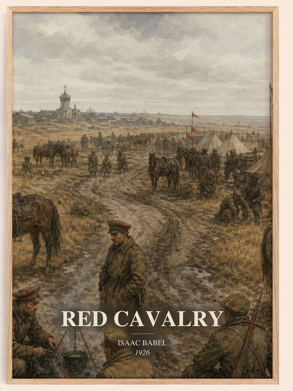 Red Cavalry watercolour book poster by Isaac Babel – framed literary art print