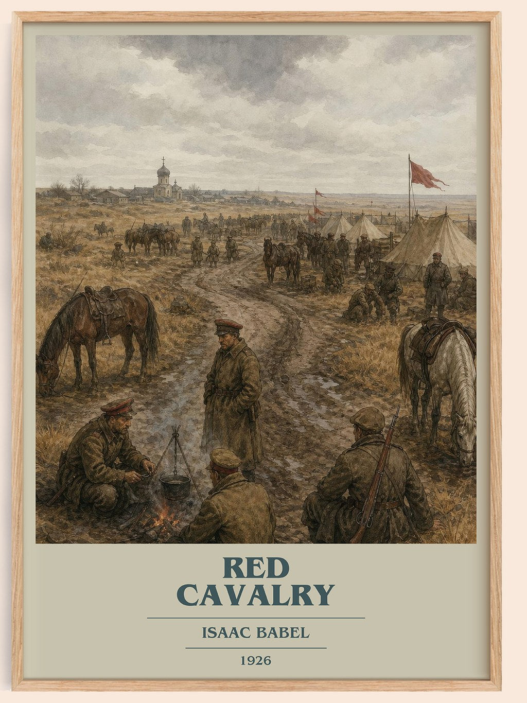 Red Cavalry book cover book poster by Isaac Babel – framed literary art print