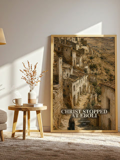 Christ Stopped at Eboli watercolour print in frame leaning in hallway – memoir wall art