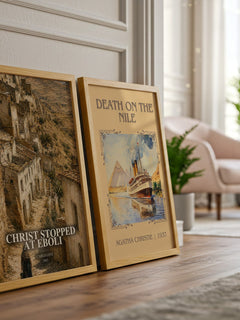 Christ Stopped at Eboli watercolour print framed by window – literary home decor