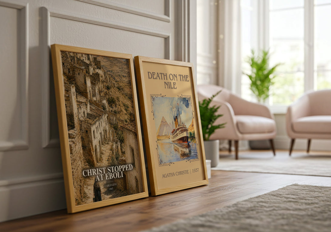 Christ Stopped at Eboli watercolour print framed by window – literary home decor
