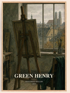 Green Henry watercolour book poster by Gottfried Keller – framed literary art print