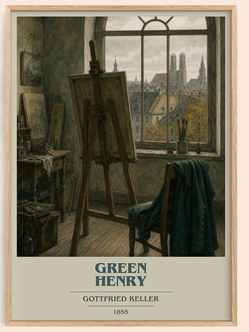 Green Henry book cover book poster by Gottfried Keller – framed literary art print