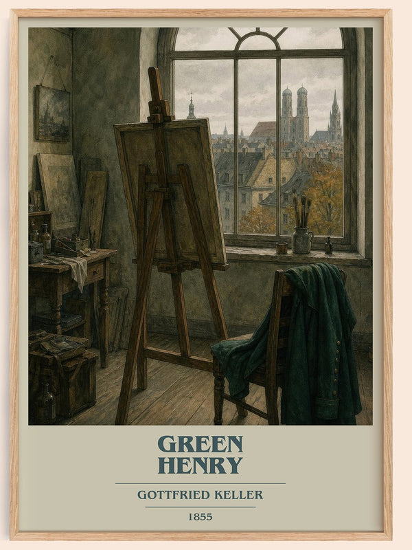 Green Henry book cover book poster by Gottfried Keller – framed literary art print