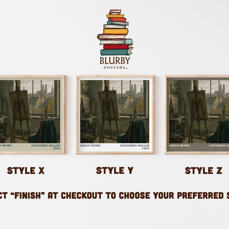 Green Henry literary print in frame leaning in hallway – literary fiction wall art