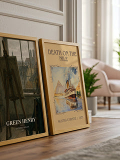 Green Henry watercolour print framed by window – literary home decor