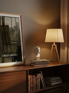 Green Henry watercolour print on bookshelf – Gottfried Keller fan gift