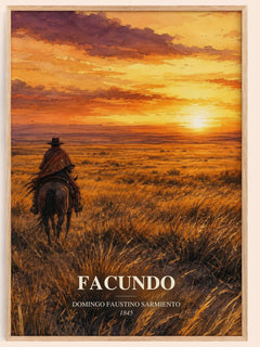 Facundo watercolour book poster by Domingo Faustino Sarmiento – framed literary art print