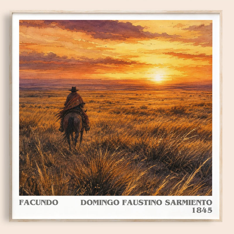 Facundo literary book poster by Domingo Faustino Sarmiento – framed literary art print