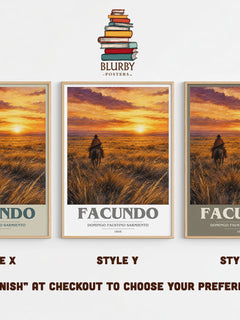Facundo book cover print in frame leaning in hallway – non fiction wall art