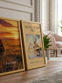 Facundo watercolour print framed by window – literary home decor