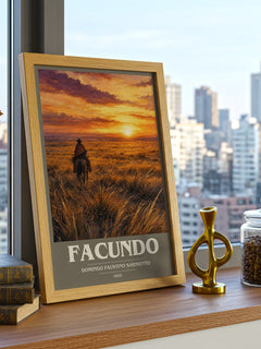 Facundo book cover print framed by window – literary home decor