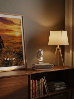 Facundo watercolour print on bookshelf – Domingo Faustino Sarmiento fan gift