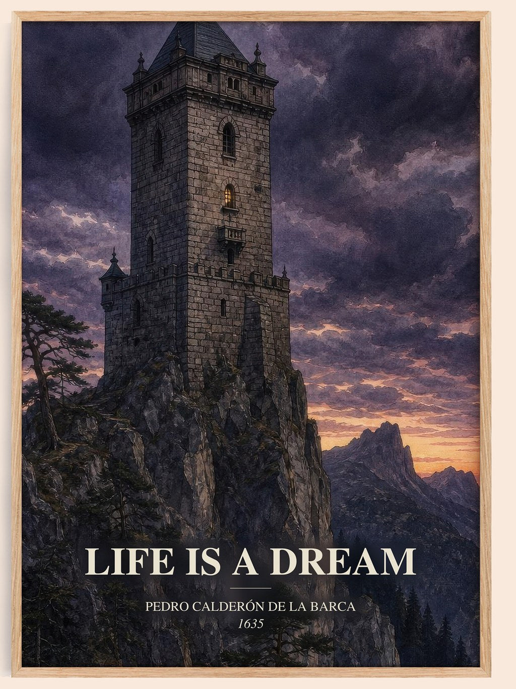 Life Is a Dream watercolour book poster by Pedro Calderón de la Barca – framed literary art print