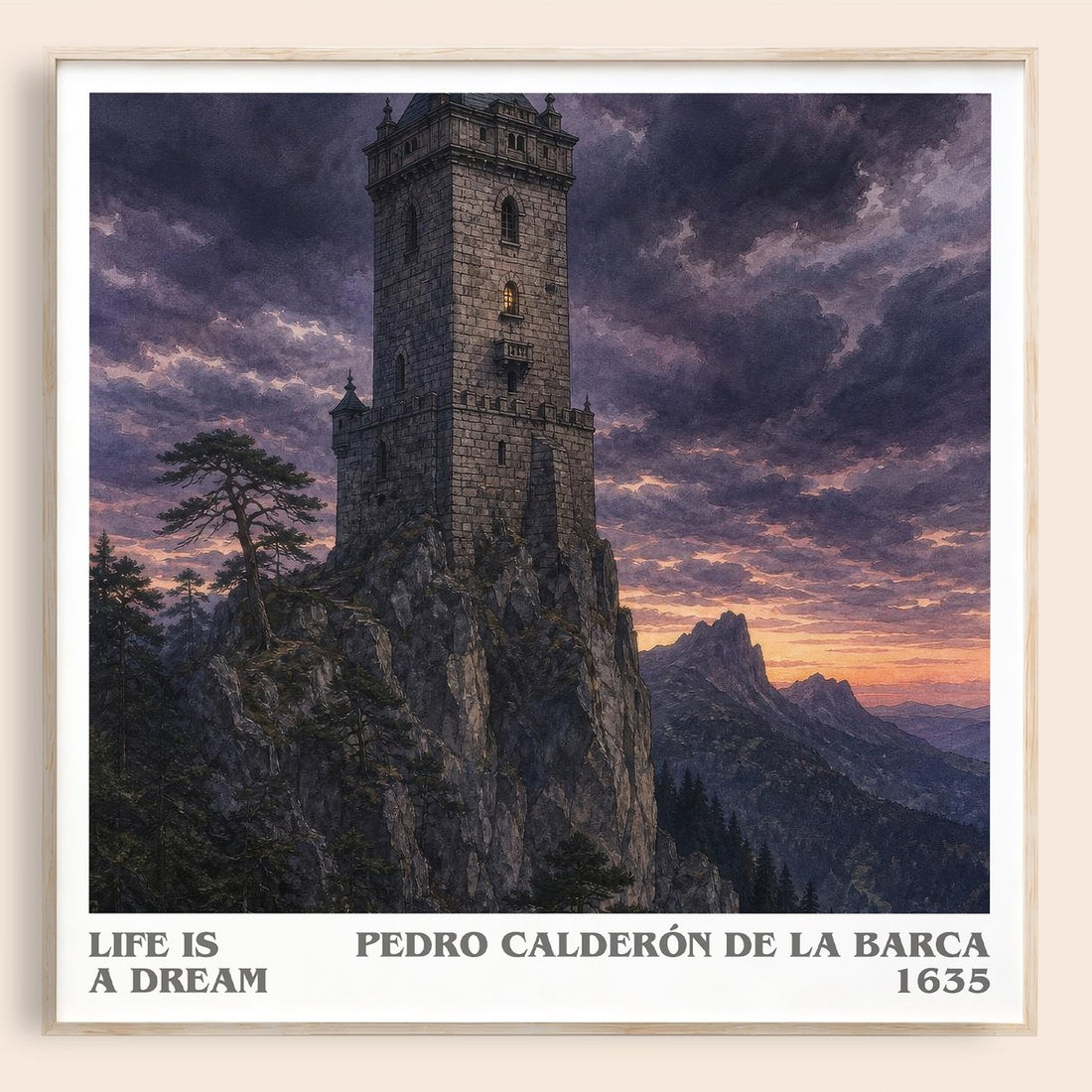 Life Is a Dream literary book poster by Pedro Calderón de la Barca – framed literary art print