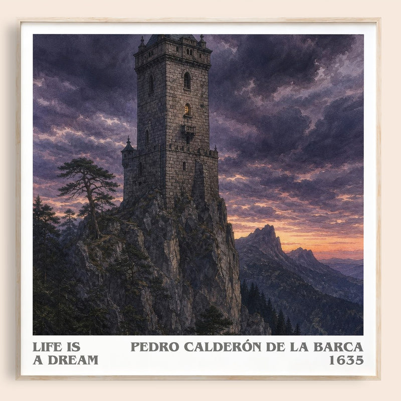 Life Is a Dream literary book poster by Pedro Calderón de la Barca – framed literary art print