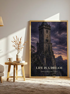 Life Is a Dream watercolour print in frame leaning in hallway – classic literature wall art
