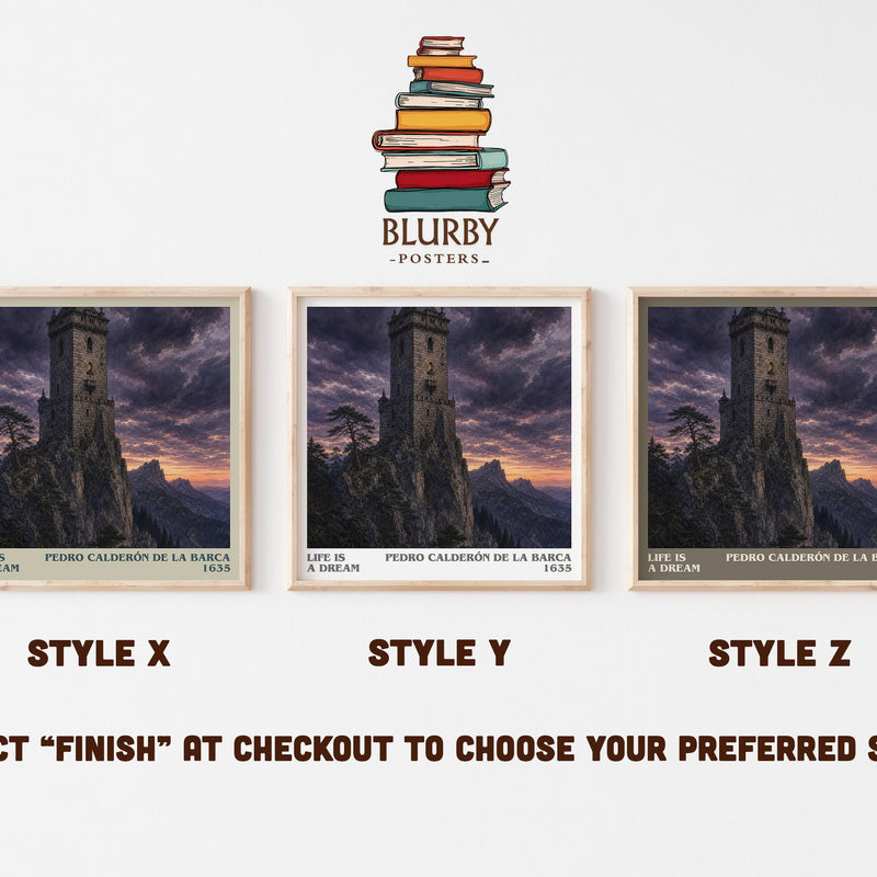 Life Is a Dream literary print in frame leaning in hallway – classic literature wall art
