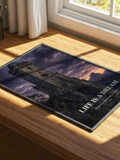Life Is a Dream watercolour book poster framed on wall – classic literature wall art