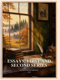 Essays, First And Second Series watercolour book poster by Ralph Waldo Emerson – framed literary art print