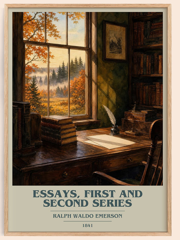 Essays, First And Second Series book cover book poster by Ralph Waldo Emerson – framed literary art print