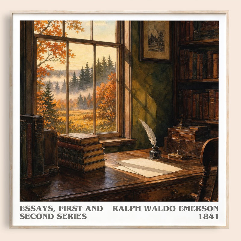 Essays, First And Second Series literary book poster by Ralph Waldo Emerson – framed literary art print