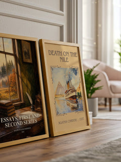 Essays, First And Second Series watercolour print framed by window – literary home decor